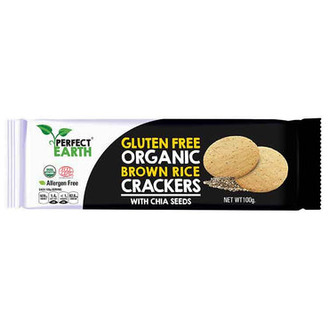 Perfect Earth Organic Brown Rice Crackers with Chia Seeds 100g